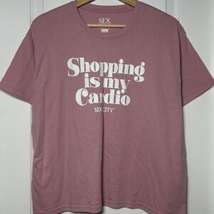 HBO Sex and the City Shopping is My Cardio Mauve Graphic Print Boxy T-Shirt